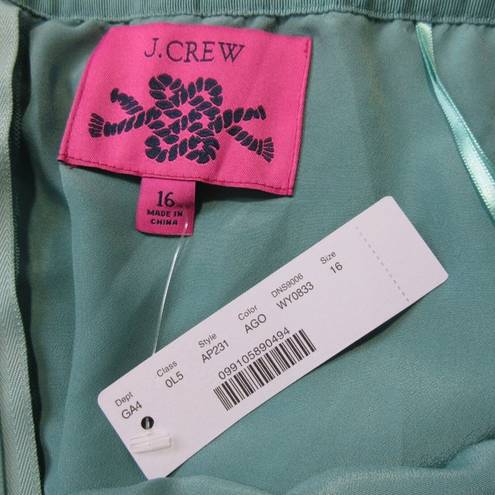 J.Crew NWT  Tulle A-line Midi in Aqua Gold Metallic Gold Dot Pleated Skirt 16