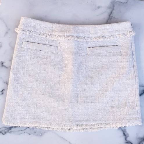 Proenza Schouler White Label fringed cotton-blend tweed mini skirt size 8 medium