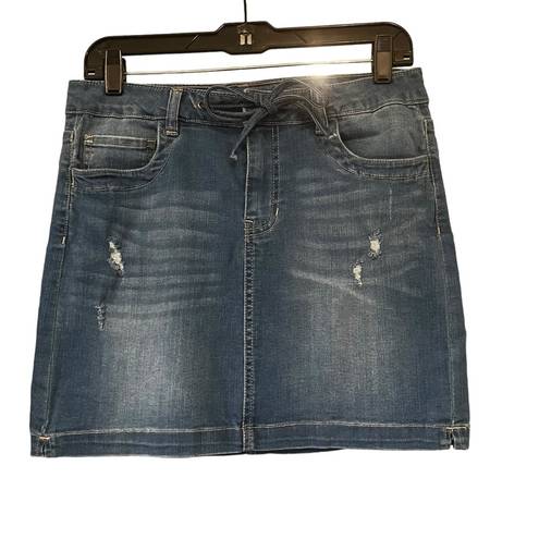 Chelsea and Violet  Distressed Denim Mini Skirt, Sz M