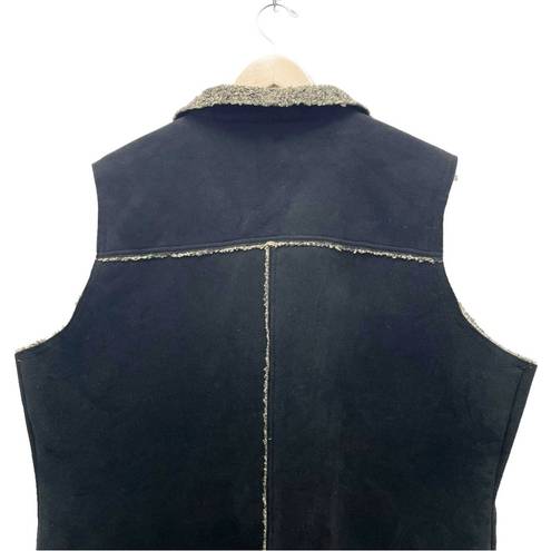 Woolrich  Black Faux Suede Shearling Vest Western Boho Outerwear Women’s Size XL