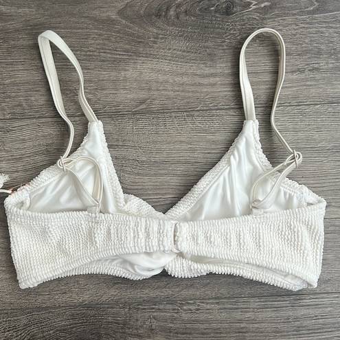 Good American NWT  Crinkle Always Fits Twist Bikini Top Ivory White Size 3/Large