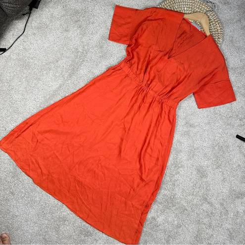 Everlane  The Japanese GoWeave Light V-Neck Dress in Orange Size 8