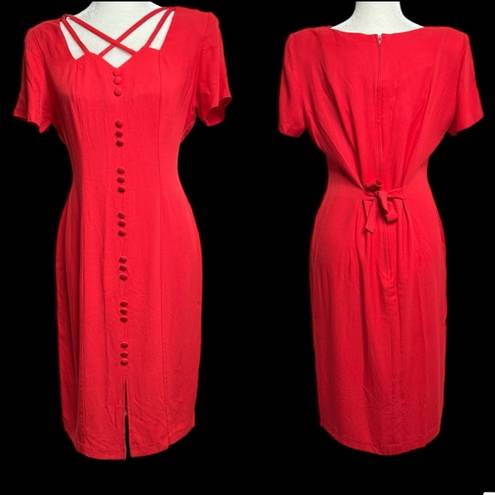 Scarlett Vintage 80s  Midi Dress Woman’s Size Medium Decorative Buttons