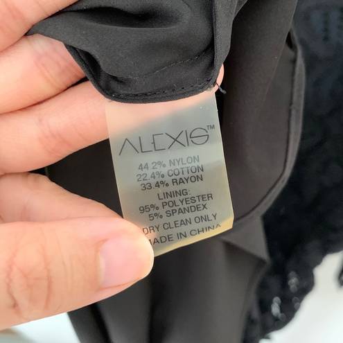 Alexis  Black Catalina Choker Fit & Flare All Over Lace Dress Sz S