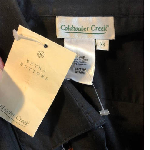 Coldwater Creek NWT  embroidery & sequence  black button down size XS