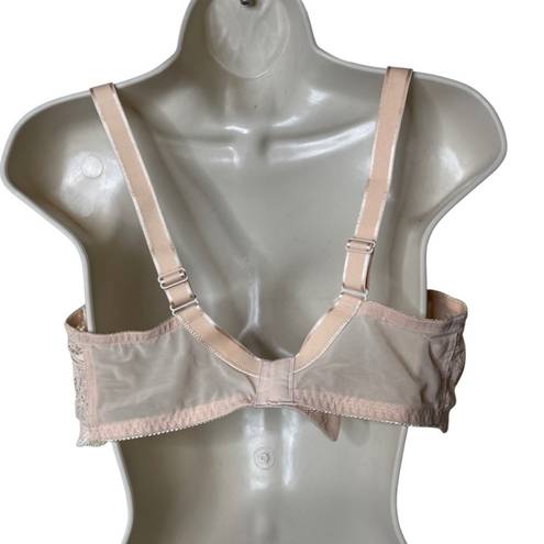 Felina  Tan nude Lace Unlined Side Smoothing Minimizer Bra sz 38DD