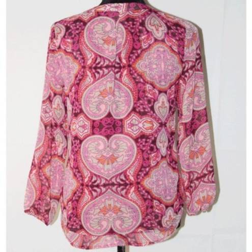 Krass&co NY& Heart Hues Paisley Sheer Blouse Xs