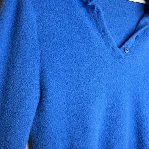 ZARA  Fuzzy Sweater Size Medium Colbalt Blue Long Sleeve Cropped Henley