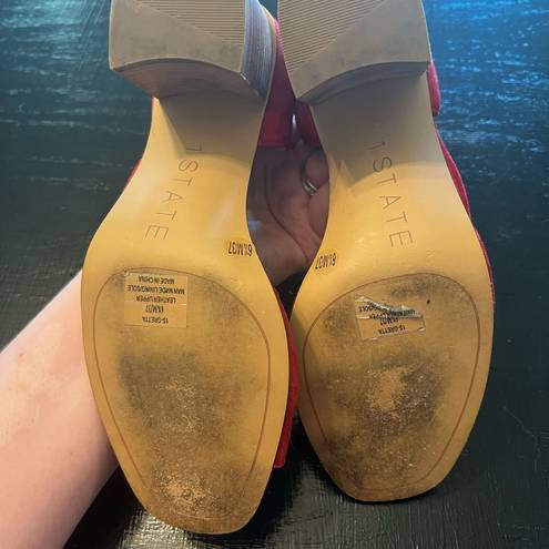 1. State  Celvin Red Suede Slip on Open Toe Sandals size 6.5