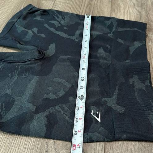 Gymshark  High Rise Black Gray Camo Side Scrunch Seamless Bike Shorts Size XL