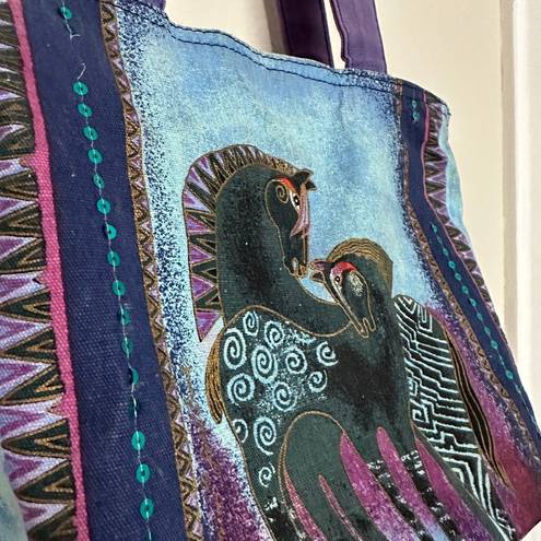 indigo. Laurel Burch Horses Medium Tote Crazy Horse Girl Watercolor Purse Bag