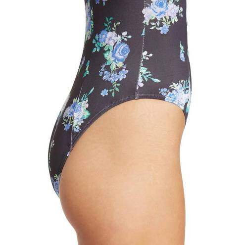 We Wore What NEW  Floral Underwire One-Piece Swimsuit black golden hour retro XL