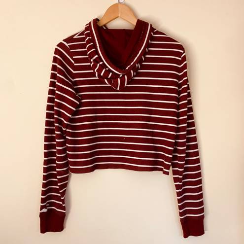 Hollister Striped Hooded Crop Top in Burgundy size S