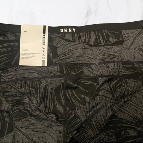 DKNY  Sport Printed High-Waist Ankle Leggings Black~ Sz XL