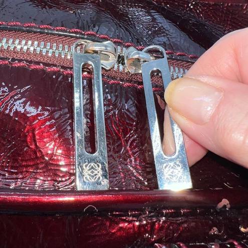 Loewe  Amazona 28 Burgundy Patent Leather Handbag (minor callouts in pics)