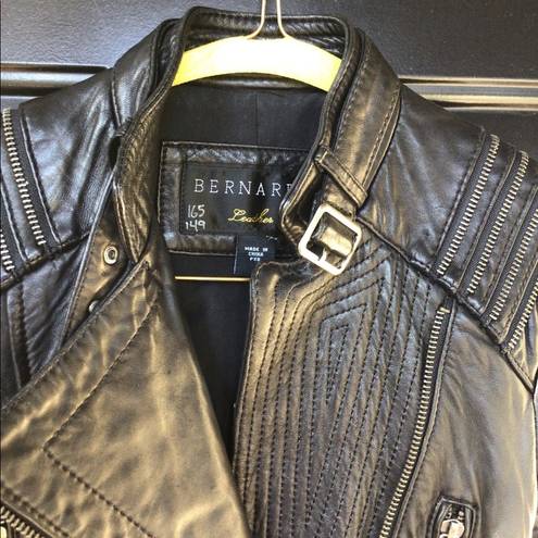 Bernardo  Lambskin Leather Jacket Black Petite XSP