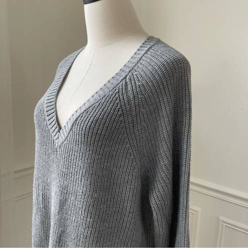 Torrid  Vneck Ribbed Tunic Sweater Grey Side Zip 1 1X