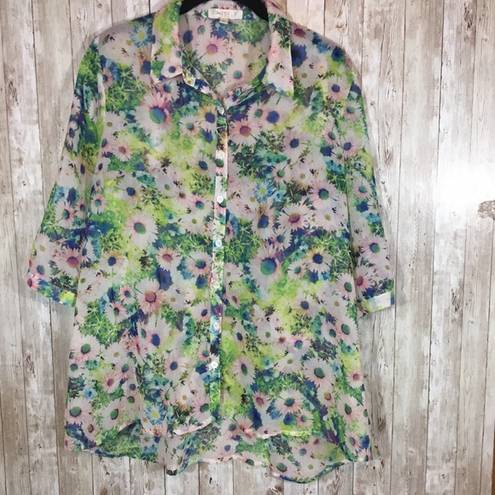 Love, Fire Women's  Lightweight Button up Blouse Top Size XL