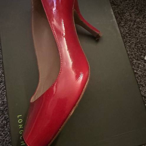 Longchamp  Beautiful red patent leather pumps.