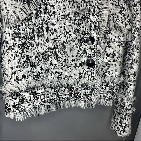 Alexis NWOT  Blazer Black & White Tweed Boucle Fringe Nadia Jacket Size S