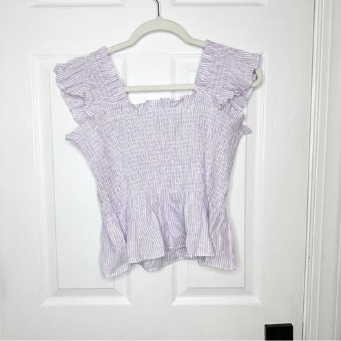 Hill House  Paz Nap Top Lilac Stripe 100% Linen XL