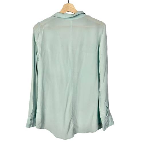 Nordstrom  Trouve Blue Silk Long Sleeve Button Down M