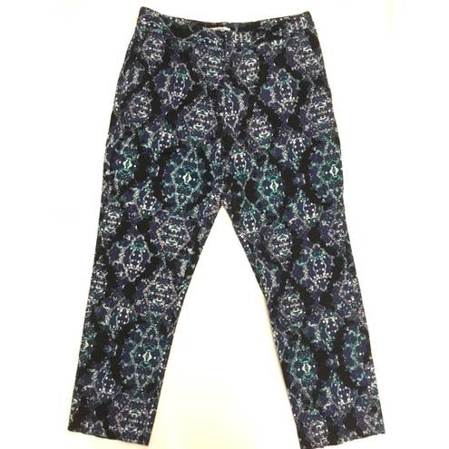 Bar III Bar lll Purple/Turquoise Abstract Crop Pants Sz 10