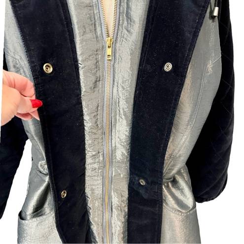 London Fog Vintage  Metallic Jacket with Geometric Detail