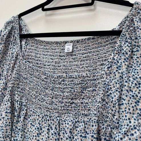 Old Navy  Ditzy Floral Blouse Women's XXL Square Neck Cap Sleeves Boxy Fit