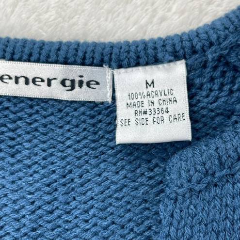 Energie Vintage‎ Y2K  Acrylic Stretch Knitted Sweater Womens Size M Blue Pocket