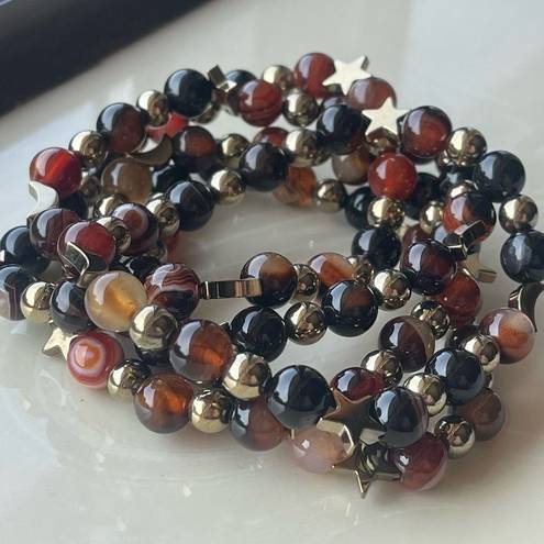 Onyx Sardonyx  carnelian ONE NEW stretch beaded bracelet natural stone crystal st