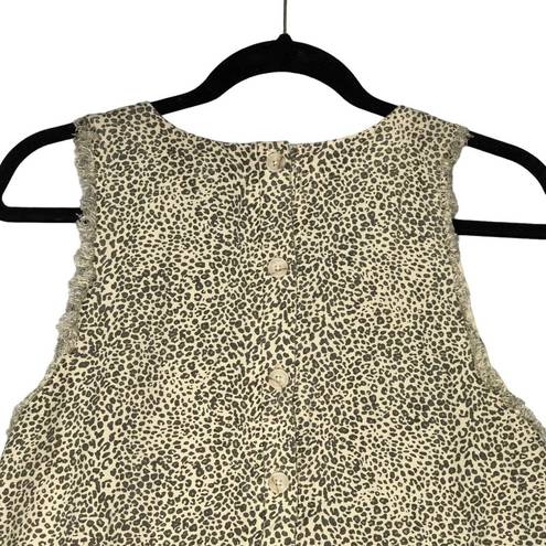 Thread and Supply  Womens Size S Sleeveless Tank Wild Thing Leopard Print Raw Hem