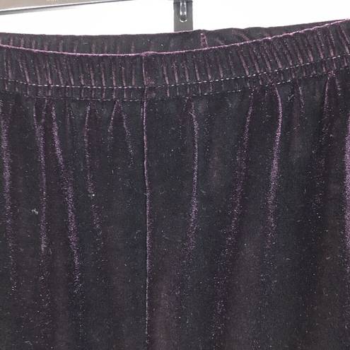 Kathie Lee Collection  Plum Purple Velvet Pants Pull-On Velour XL Retro Vintage