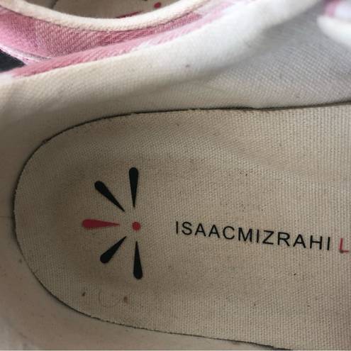 Isaac Mizrahi  Live! Pink White Check  Gingham Slip On Canvas Sneaker Size 8.5M