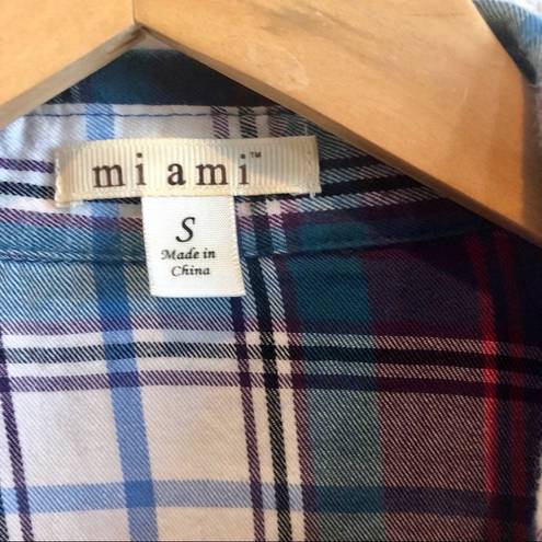 Miami  plaid button down top S