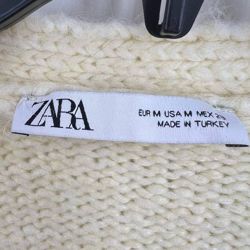 ZARA  Cream Chunky Knit Cropped Open Front Cardigan Medium