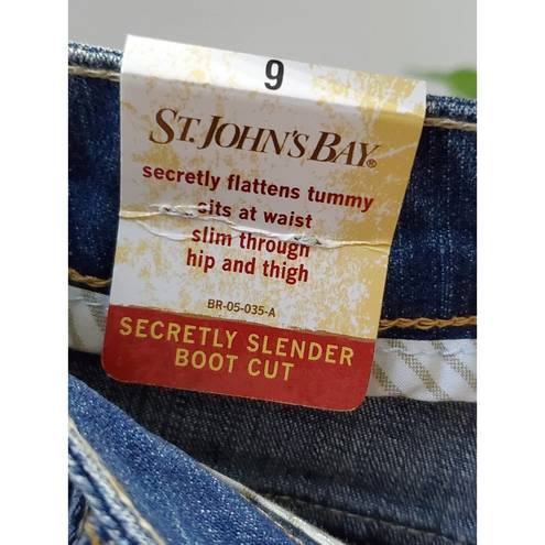 St. John’s Bay ST. John's Bay Women's Blue Denim Cotton Mid Rise Boot Cut Casual Jeans Pant 6