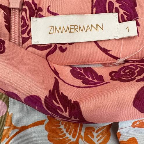 Zimmermann NWOT  The Lovestruck Spliced Silk Shorts in Mixed Roses Print Size 1/M