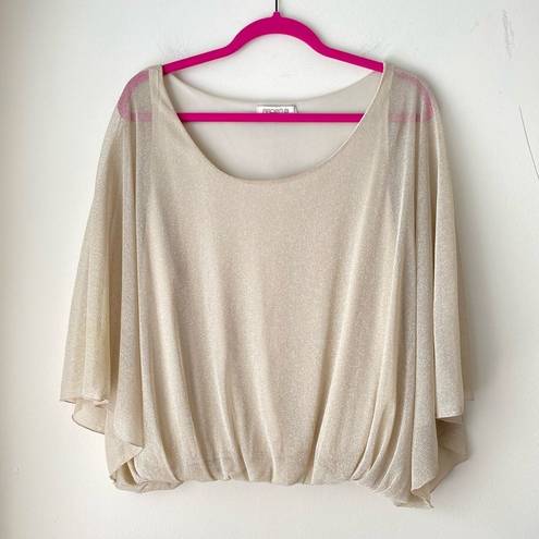 Arden B  Sparkly Blouse Slouchy Top batwing Gold Metallic Nude size S