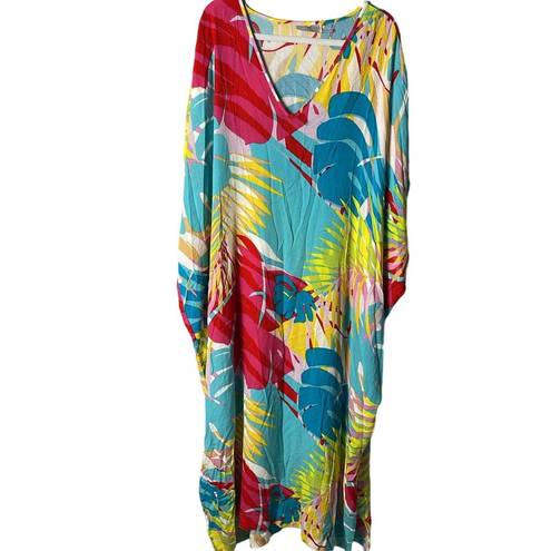 Natori N by  Multicolored Bora Bora Crinkle Caftan Size Large