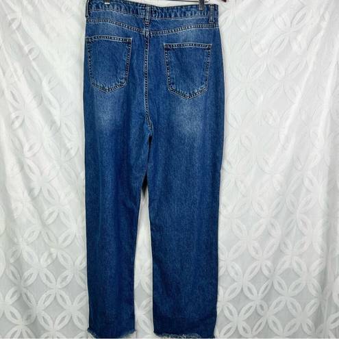 Pretty Little Thing  Size 10 High Rise Mom Raw Cut Ankle Jeans