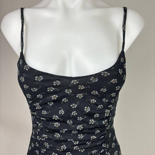 Daisy Street  Black Floral Print Spaghetti Strap Sleeveless Bodycon Mini Dress XS