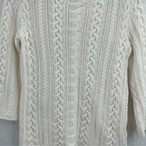 Polo Lauren  Ralph Lauren fisher cableknit white sweater 3/4 sleeve size medium