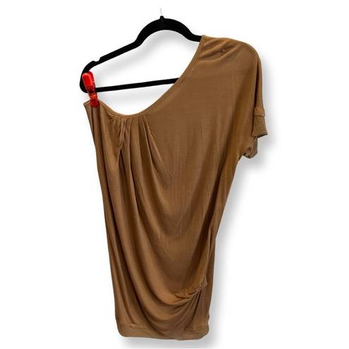 United Colors Of Benetton Vintage  dress one shoulder, stretch, size small, camel