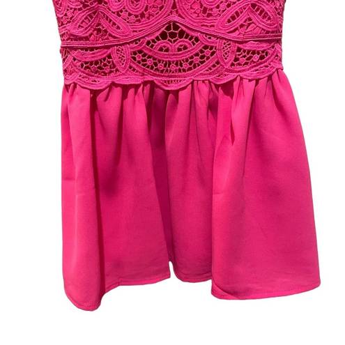 Main Strip  Eyelet Lace Criss Cross Tank Top Pink Size Small