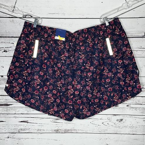 Old Navy  NWT 3X Navy Blue - Pink Floral Reflective Trim Pull-On Athletic Shorts