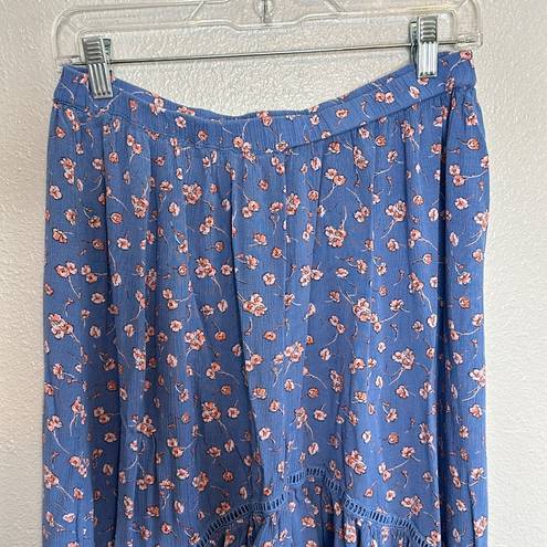 American Eagle  Blue Floral High-Low Maxi Skirt