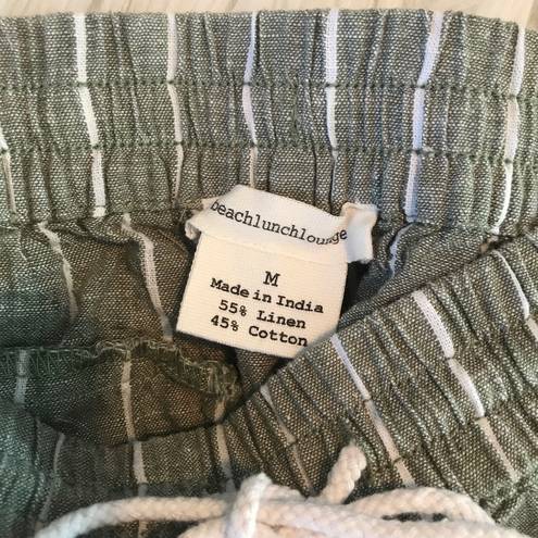 BeachLunchLounge  Margo Comfy Linen Cotton Wide Leg Cropped Crop Green Pants M