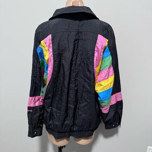 Adidas  Windbreaker Bomber Jacket Colorful Stripe Sleeves Medium Retro 80s 90s