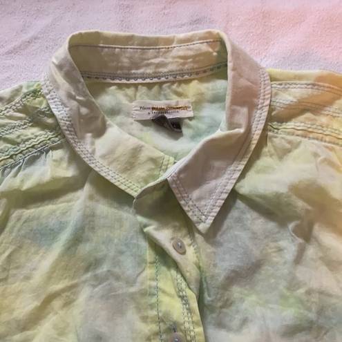 Pilcro  womens XL Anthropologie tye dye button up shirt casual cute long sleeve